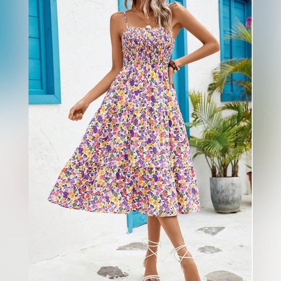 Boho Floral Print Ruffle Hem Cami Dress - Picture 3 of 7